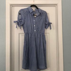 Blue and White Striped Dress (with pockets!)